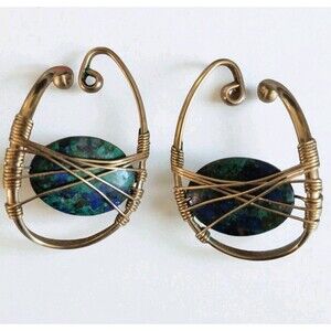 Vintage Barbara Barnett Hooker Earrings 14k Gold Filled Oval Lapis Lazuli